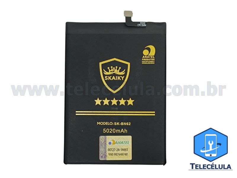 Sem Imagem - BATERIA SKAIKY BN62 MODELO XIAOMI RM NOTE 9 4G, POCO M3, RM 9T CERTIFICADA ANATEL