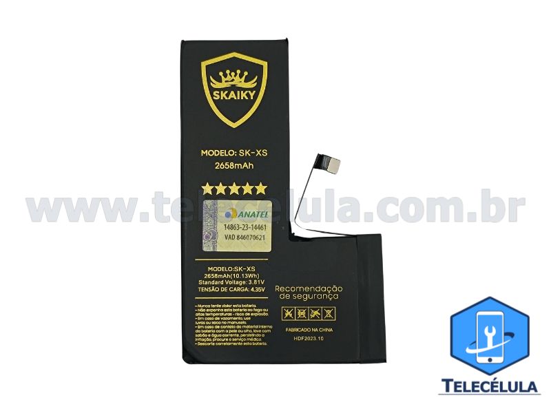 Sem Imagem - BATERIA SKAIKY MODELO IPHONE XS CERTIFICADA ANATEL