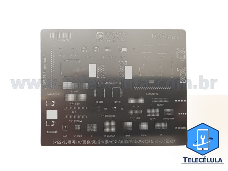 Sem Imagem - STENCIL RETRABALHO EEPROM TELA APPLE AMAOE V4.0 EEPROM DISPLAY IPHONE 6S-15 X 0.12MM