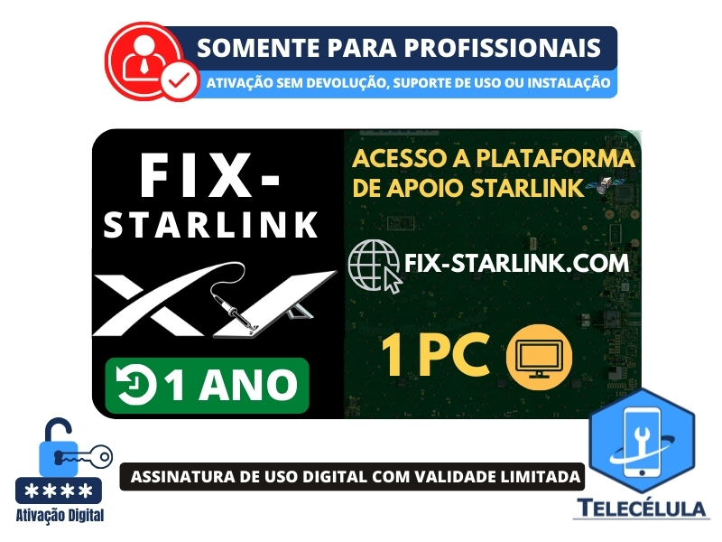 Sem Imagem - PLATAFORMA STARLINK V2, V3 TELECLULA- 01 ANO- BLOCOS, MEDIES, ANLISES, VDEOS REPARO STARLINK