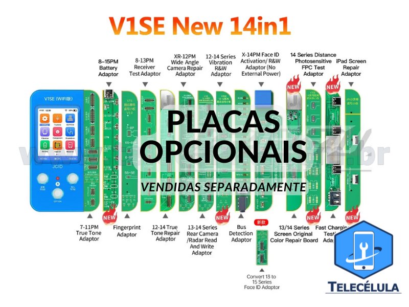 Sem Imagem - PROGRAMADOR INTELIGENTE JCID V1SE WIFI ACOMPANHA PLACA TESTE TOUCH LCD IPHONE 7 AO 11 PRO